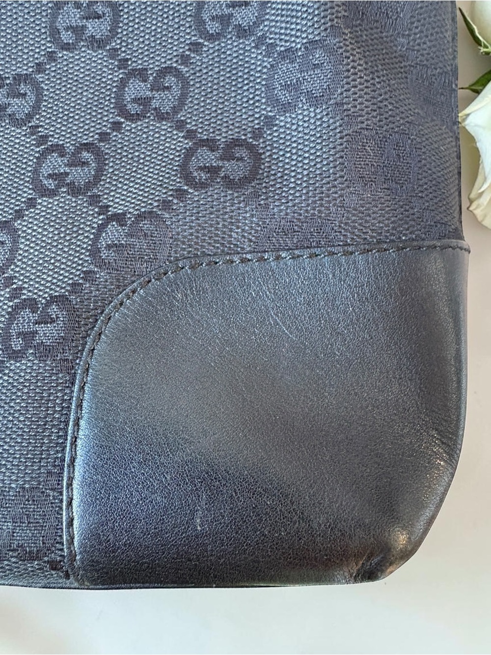 Gucci Jacquard Tom Ford Era GG Black Shoulder Bag Leather Trim COA - Picture 4 of 8